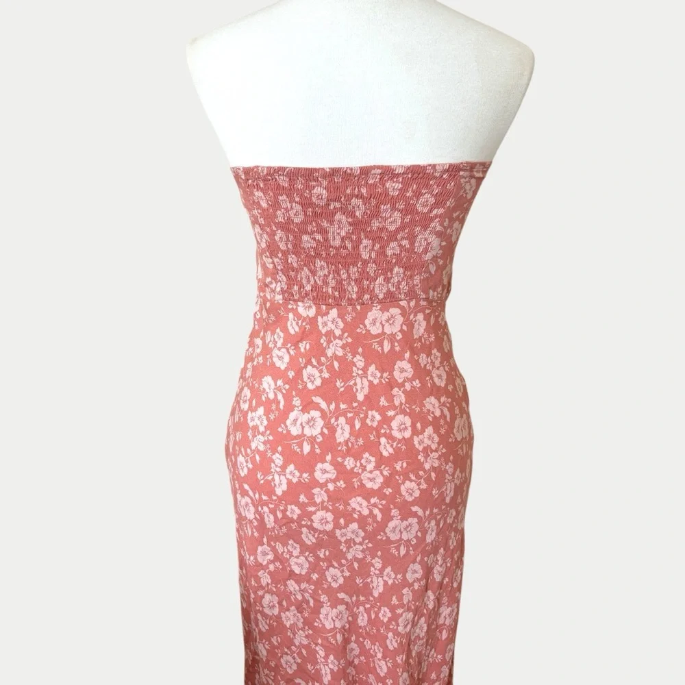 Aeropostal Summer Floral boho Strapless Coral Maxi Dress Size Medium - Picture 5 of 6
